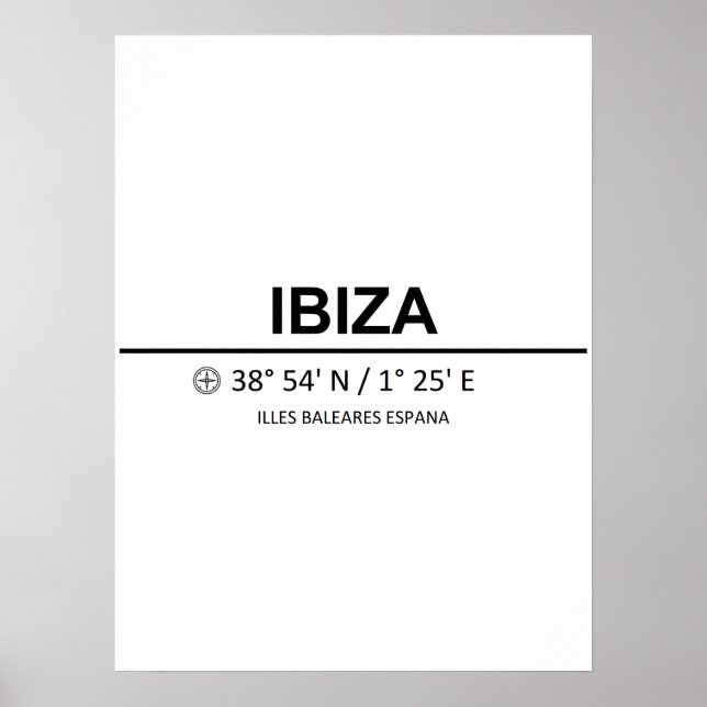 Poster Coordenadas Ibiza (Frente)