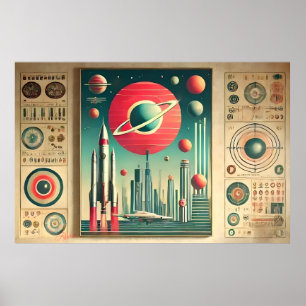 Poster Coordenadas Interplanetárias da Era Espacial Relíq