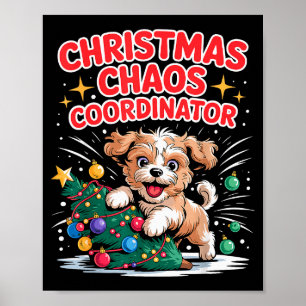 Poster Coordenador de Caos de Natal Xmas Cachorro Diverti