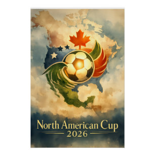 Póster Copa do Mundo de Arte de Parede EUA MX CA Arte Fin