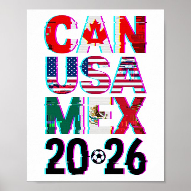 Poster Copa do Mundo de Futebol CAN EUA MEX 2026 com defe (Frente)
