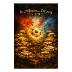 Póster Copa do Mundo Estádio Noturno Futebol 2026