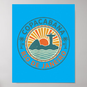 Poster Copacabana Rio de Janeiro Brasil Praia Retro
