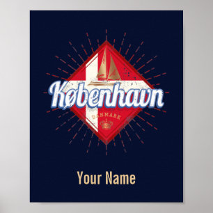Poster Copenhaga Capital Dinamarca - Navio retrô à vela