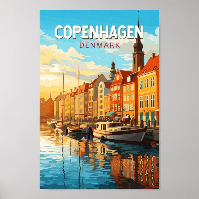 Poster Copenhagen Denmark Viagem Art Vintage (Frente)