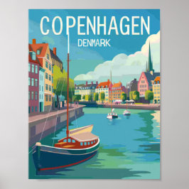 Poster Copenhagen Denmark Vintage Familiar Viagem