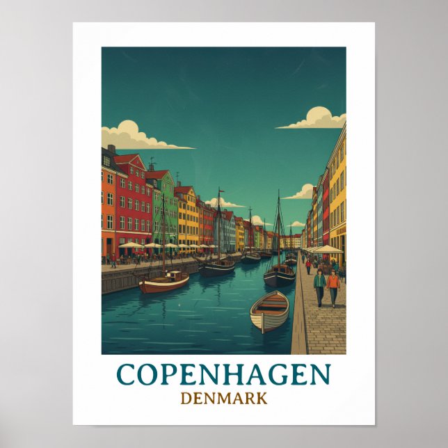 Poster Copenhague Antiga Dinamarca Arquitetura Histórica (Frente)