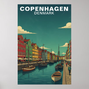 Poster Copenhague Dinamarca Canal Frente Marítimo Viagem