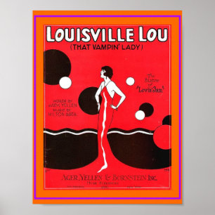 Poster Cópia da Música Folha de Louisville Lou Vintage de