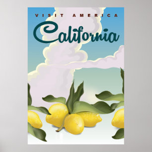 Poster Cópia das viagens vintage dos limões de Califór