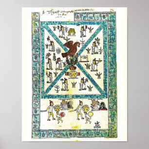 Póster Cópia do Cobrir do Codex Mendoza Aztec Art, Idade 