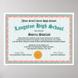 Poster Cópia do Diploma de Equivalência de Ensino Médio G