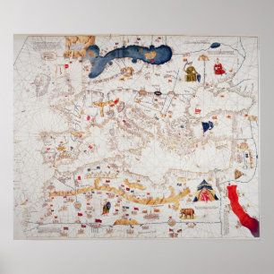 Poster Cópia do mapa Catalan de Europa, Norte de África