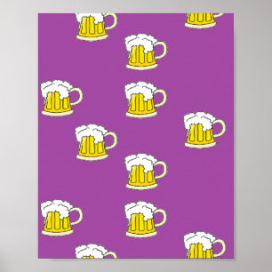 Poster Copo de cerveja espumante em roxo