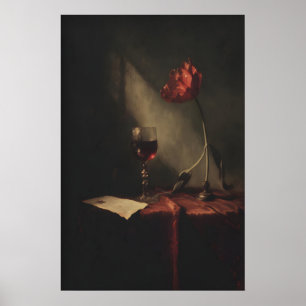 Poster Copo de Vinho Tulipa Vermelha Gótica Imprimível Na