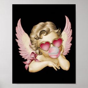 Poster Copo Retro do Dia dos Namorados Coração Solteiros 