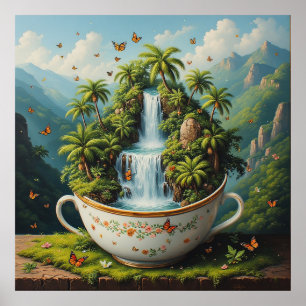 Poster Copo Surrealista se Transformando em Cachoeira Tro