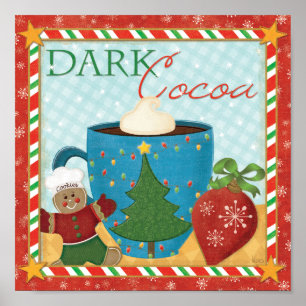 Póster Copo vermelho do Natal com cacau cremoso