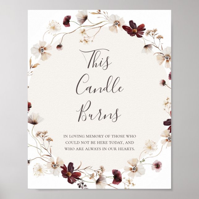 Poster Copper Burgundy Wildflower Este Sinal De Vela Quei (Frente)