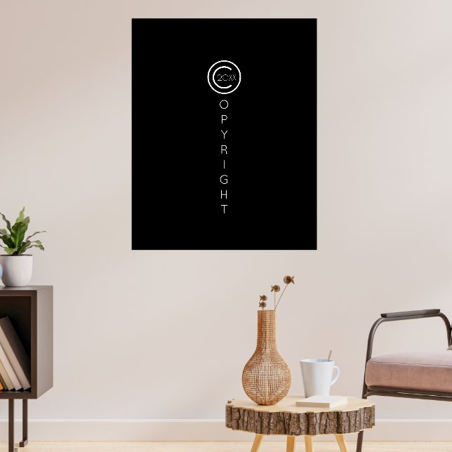 Poster Copyright Moderno Preto Tipográfico (Sala de Estar 3)