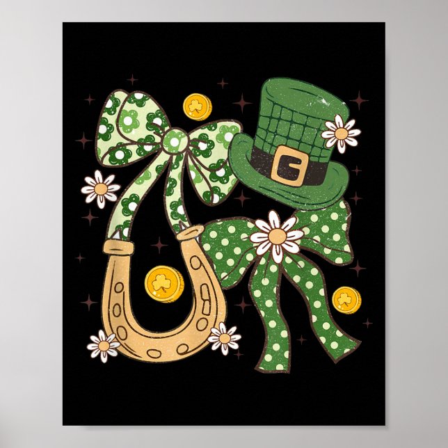 Poster Coquete Floral Patricks, Presente Divertido Trevo  (Frente)
