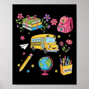 Poster Coquete Floral Primeiro Dia Da Pré-Escola Jardim D