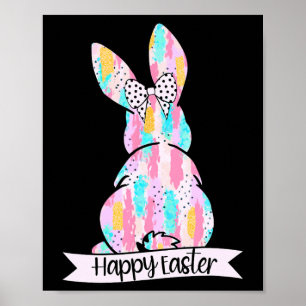 Poster Coquete Fofa Coelho Feliz de Páscoa e Arcos Pincel