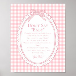 Poster Coquete Gingham Rosa Laço Não Diga Bebê Jogo