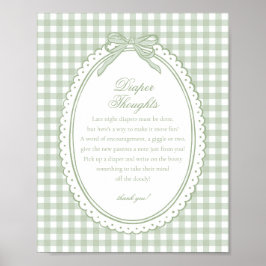 Poster Coquete Gingham Verde Laço Pensamentos de Fralda B