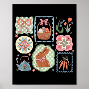Poster Coquete Laço Bunny Ovos Coelho Divertido Flor Feli