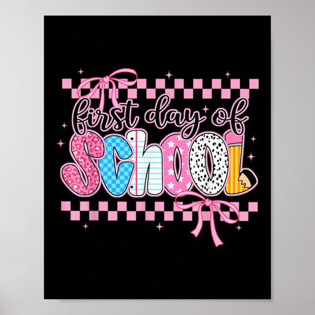 Poster Coquete Primeiro Dia De Aula Preppy Volta às Aulas (Frente)