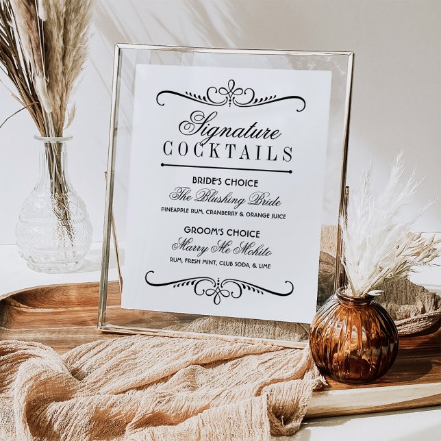 Poster Coquetéis com Assinatura Vintage Flourish (Criador carregado)