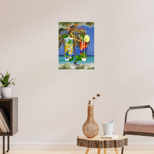 Poster Coquetéis da Praia Retrô