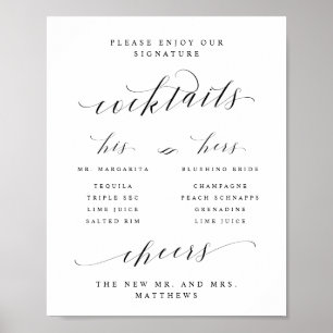 Poster Coquetéis Especiais Carta de Bar Dele & Dela Sinal