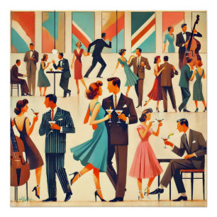 Póster Coquetéis Mid Century Modern No Clube