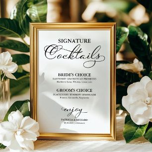 Poster Coquetéis Signature Cartaz de Casamento Elegante