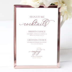 Poster Coquetéis Signature Chic Roe Gold Script Sign