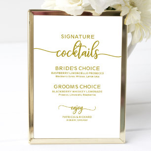 Poster Coquetéis Signature Elegante Sinal de Casamento Do
