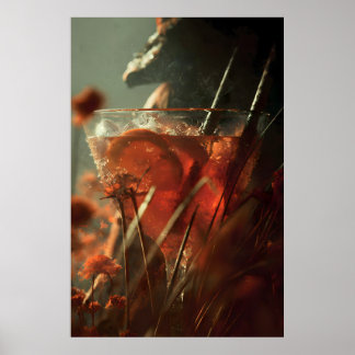 Poster Coquetel Cítrico Místico – Arte Botânica Escura Pr