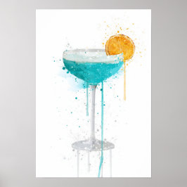 Poster Coquetel 'Coupe' Blue Lagoon