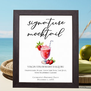 Poster Coquetel Virgem de Morango Daiquiri Sem Álcool