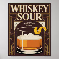 Coquetel Whiskey Sour Arte Deco Vintage Bar
