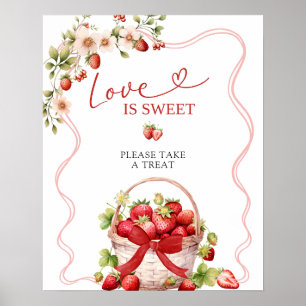 Poster Coquette Berry In Love is Sweet Party Sign
