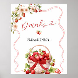Poster Coquette Berry No Love Beinking Party Sign