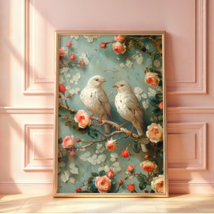 Poster Coquette Birds Floral