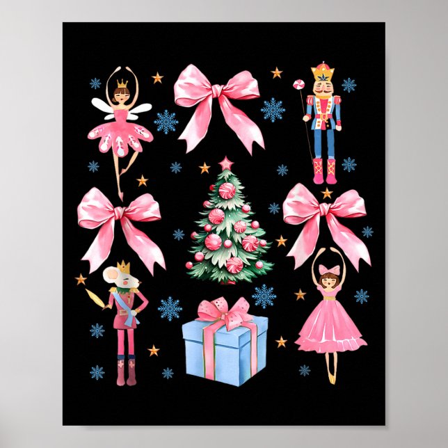 Poster Coquette Bow Christmas Nutcracker Ballet Festive W (Frente)
