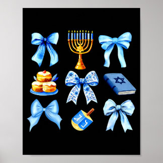 Poster Coquette Bow Jewish Holiday Chanukah Hanukkah Meno