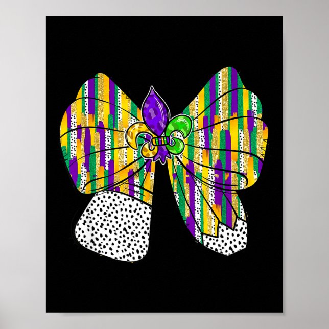 Poster Coquette Bow Pencil Mardi Gras Fleur-de-lis Teache (Frente)