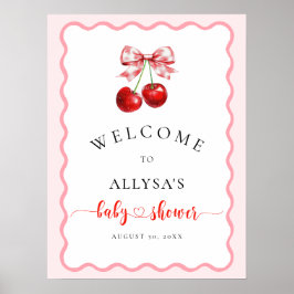 Poster Coquette Cherry no Chá de fraldas Wavy superior be