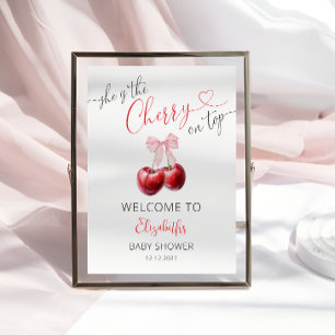 Poster Coquette Cherry No Topo Do Chá de fraldas Bem-Vind
